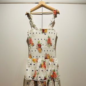 Farm Rio White Nanaju Midi Dress Size L NWT